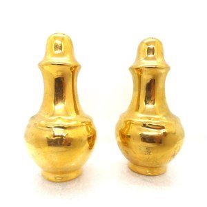 Salt and Pepper Shaker set 4 in. Ceramic in Gold preowned